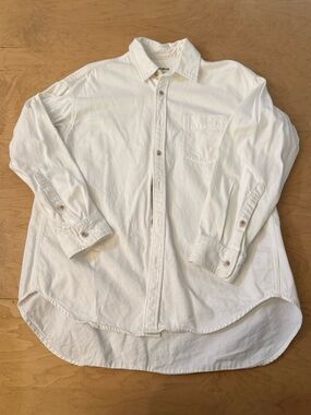 Aritzia Denim Forum White Button-Down Shirt
